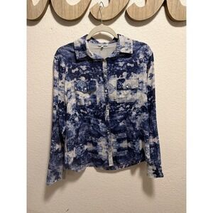 Le Lis Blanc Top Blouse Blue and White Size 38